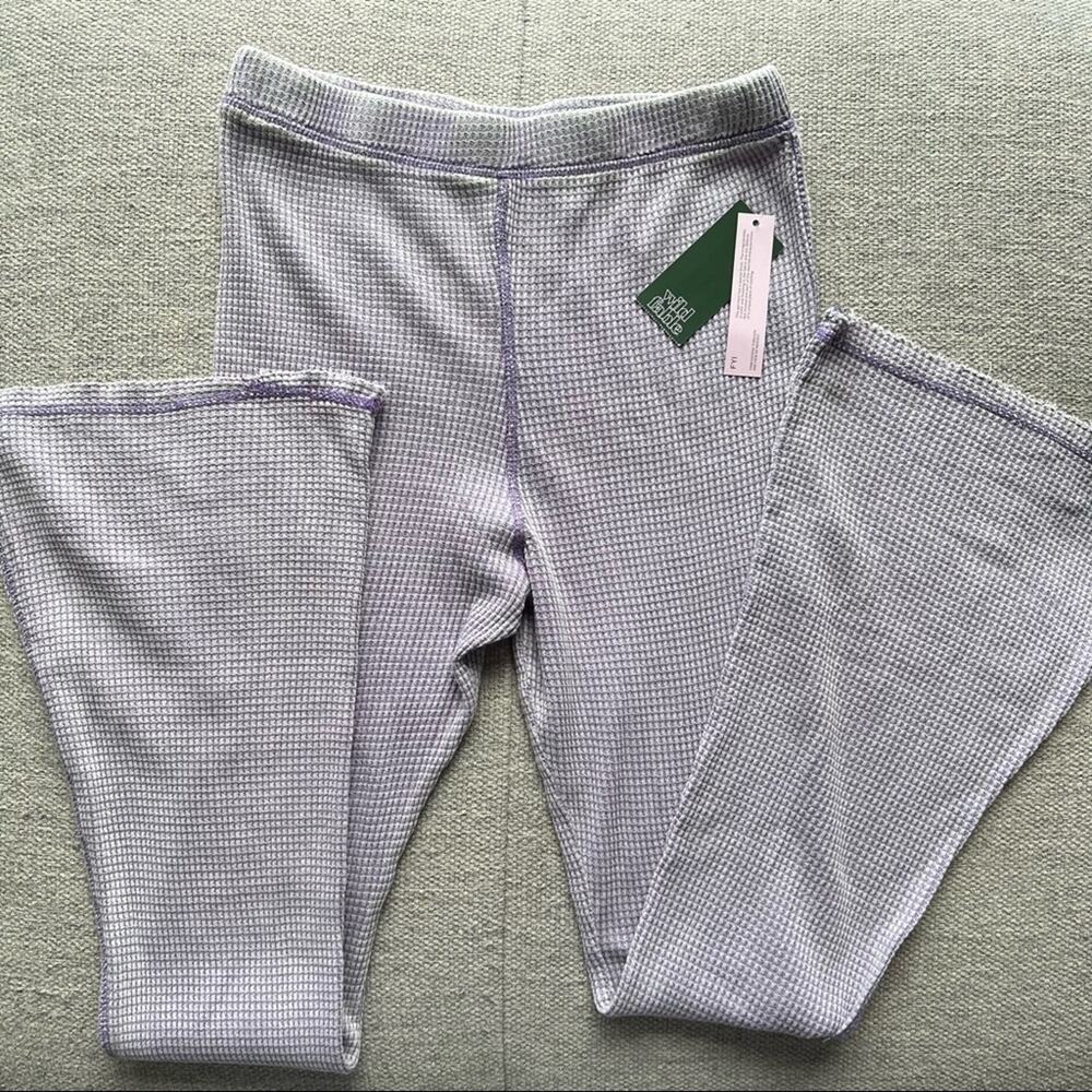 Wild Fable Waffle Knit Thermal Boho Flare Leg Pants Legging Purple Large - Picture 6 of 10